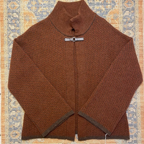 VTG Chiaramente Small Cape/Cardigan Wool Blend Orange/Red/Gray - Picture 1 of 11